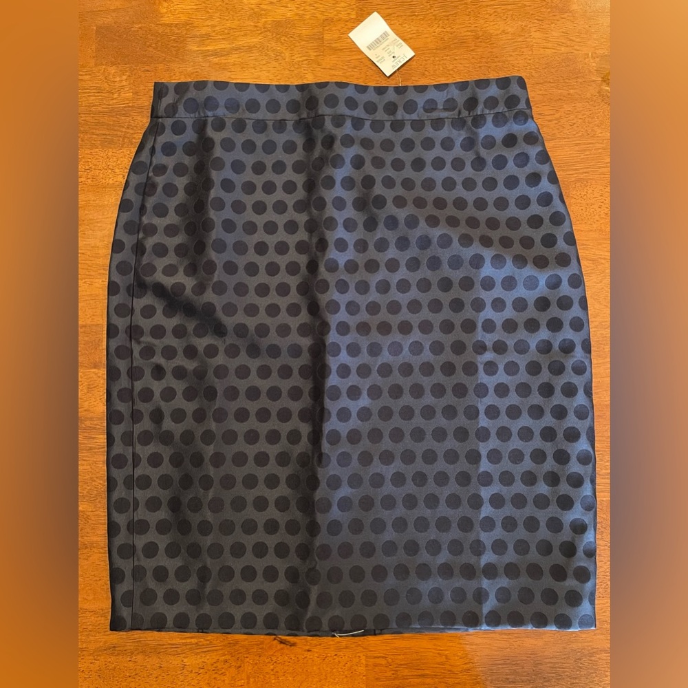 J Crew Women’s Navy Dot Pencil Skirt Sz 4 New